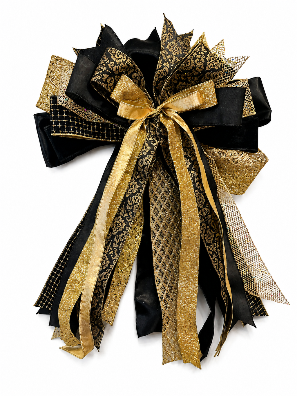 Burnished Gold Luxury Oversized Door Bow - Black & Gold Statement Bow