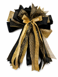 Burnished Gold Luxury Oversized Door Bow - Black & Gold Statement Bow