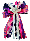 Autumn Enchantment Luxury Oversized Door Bow | Plum, Fuchsia, Navy & Soft Blue Statement Bow