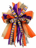 Meet Me After Midnight Luxury Oversized Door Bow | Purple, Orange & Gold Halloween Statement Bow