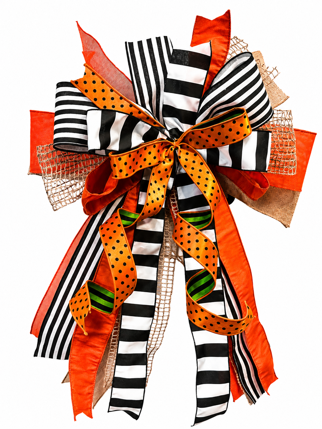 A Touch of Magic Luxury Oversized Door Bow | Orange, Black & White Halloween Statement Bow