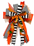 A Touch of Magic Luxury Oversized Door Bow | Orange, Black & White Halloween Statement Bow