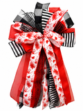 Dead of Night Luxury Oversized Door Bow | Blood Red, Black & White Halloween Statement Bow