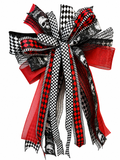 Graveyard Shift Luxury Oversized Door Bow | Black, Red & White Halloween Statement Bow