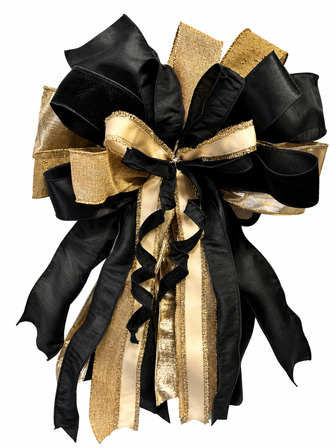 Champagne Noir | Luxury Oversized Door Bow  | Black & Gold Handcrafted Statement Bow