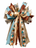 Harvest Glow | Luxury Oversized Fall Door Bow  | Copper, Turquoise, Ivory, Tan, Orange, Brown Statement Bow