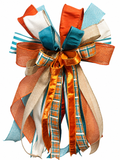 Copper Crush | Luxury Door Bow | Orange, Turquoise, Ivory and Tan Statement Bow