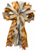 Whispering Wheat | Luxury Oversized Door Bow | Neutrals with Peach, Silver Gray & Tan Statement Bow