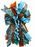 Copper Sky Luxury Oversized Door Bow | Turquoise, Copper & Bronze Statement Bow