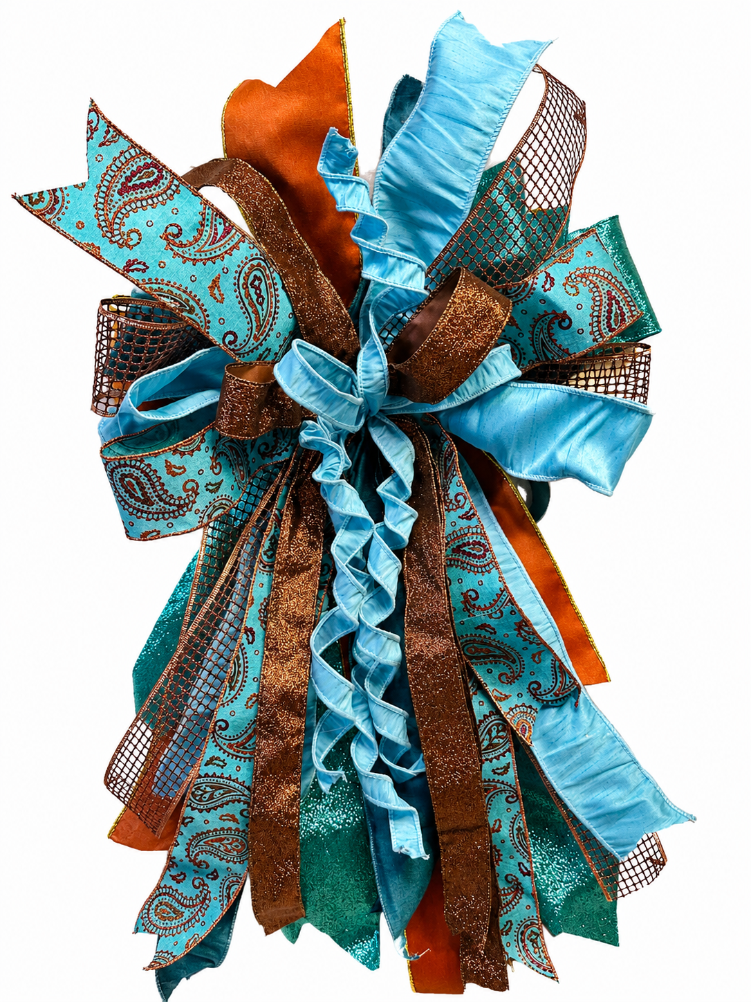 Copper Sky Luxury Oversized Door Bow | Turquoise, Copper & Bronze Statement Bow