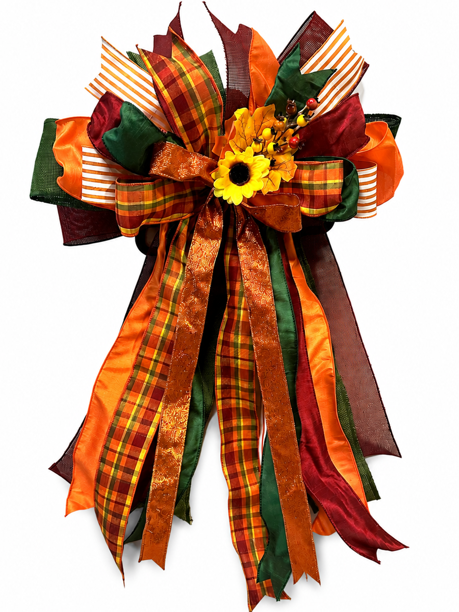 The Autumn Edit Luxury Oversized Door Bow | Burnt Orange, Burgundy, Forest Green & Plaid Statement Bow