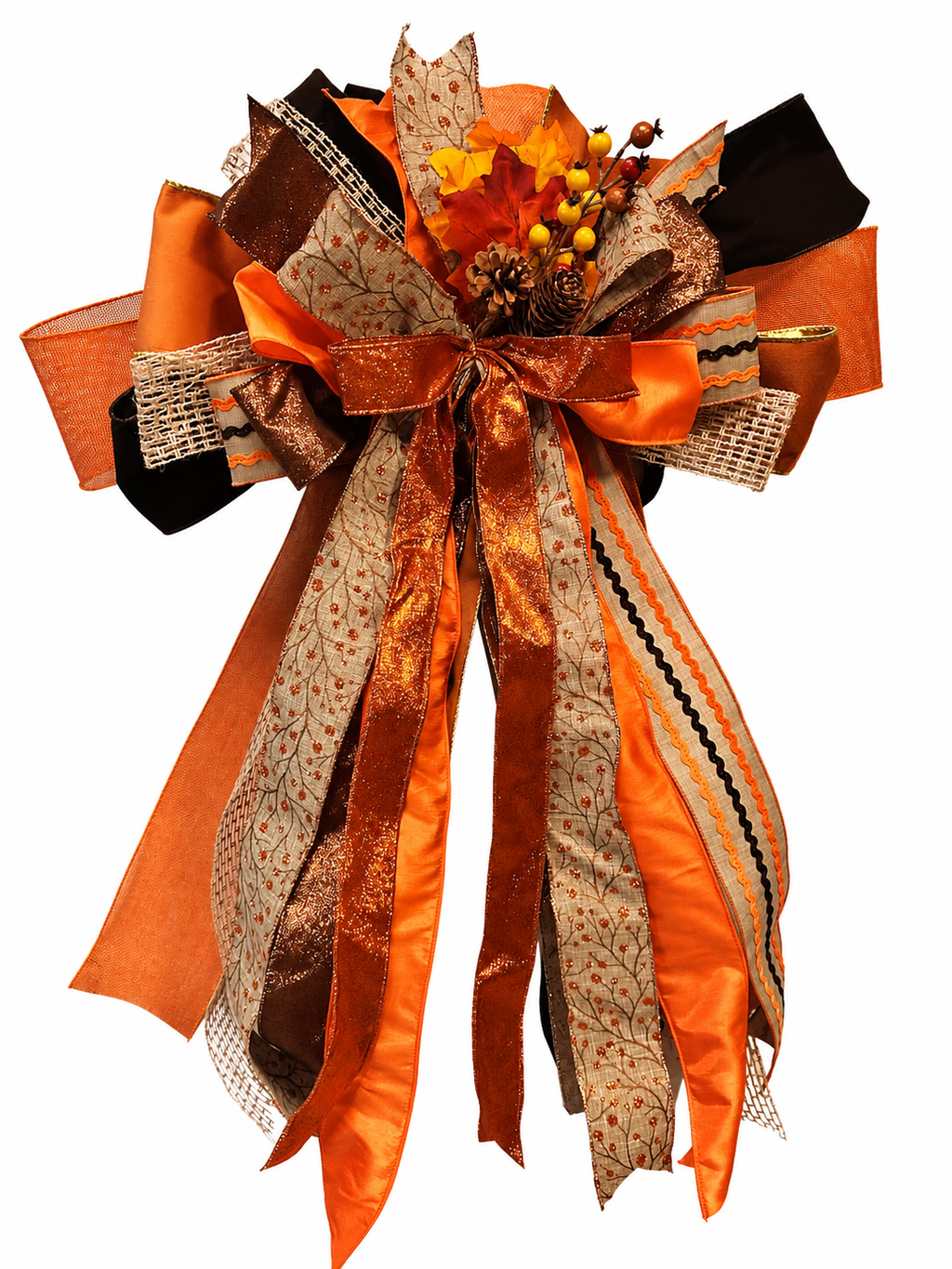 The Harvest Society Luxury Oversized Door Bow | Burnt Orange, Copper, Black & Autumn Statement Bow
