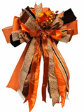 The Harvest Society Luxury Oversized Door Bow | Burnt Orange, Copper, Black & Autumn Statement Bow
