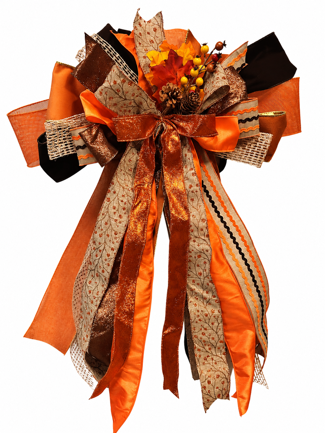 The Harvest Society Luxury Oversized Door Bow | Burnt Orange, Copper, Black & Autumn Statement Bow