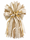 Champagne Wishes Luxury Oversized Door Bow | Ivory, Champagne & Gold Elegant Statement Bow