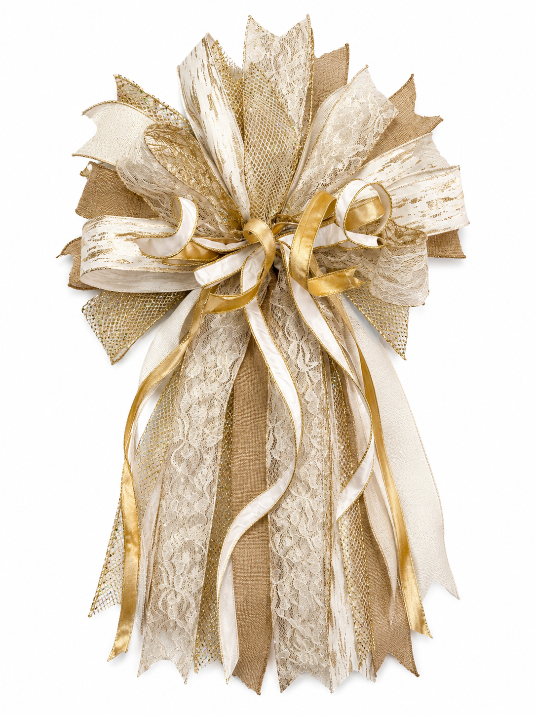 Champagne Wishes Luxury Oversized Door Bow | Ivory, Champagne & Gold Elegant Statement Bow