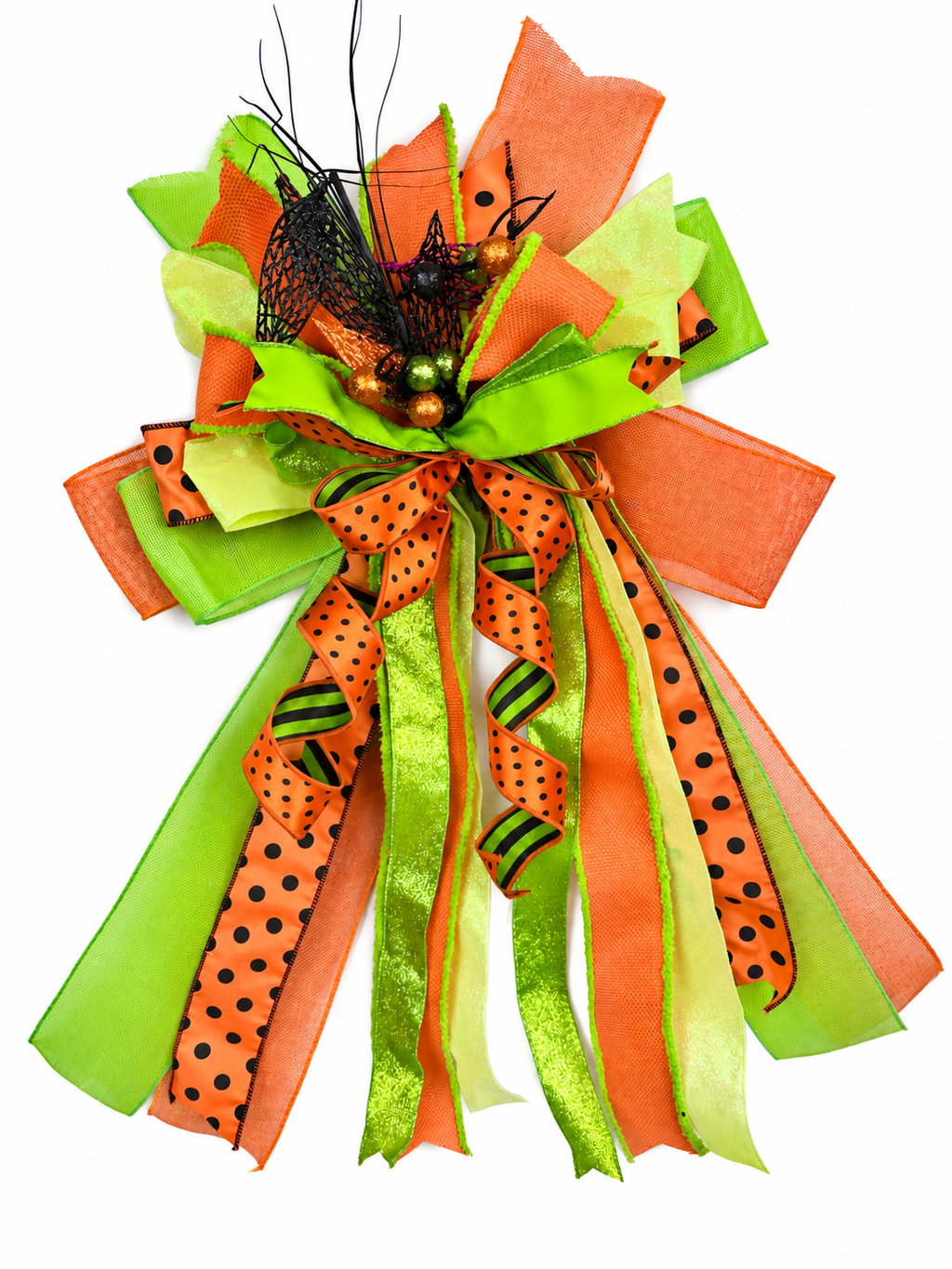 I Put a Spell On You Oversized Halloween Door Bow / Orange & Lime Green