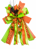 I Put a Spell On You Oversized Halloween Door Bow / Orange & Lime Green