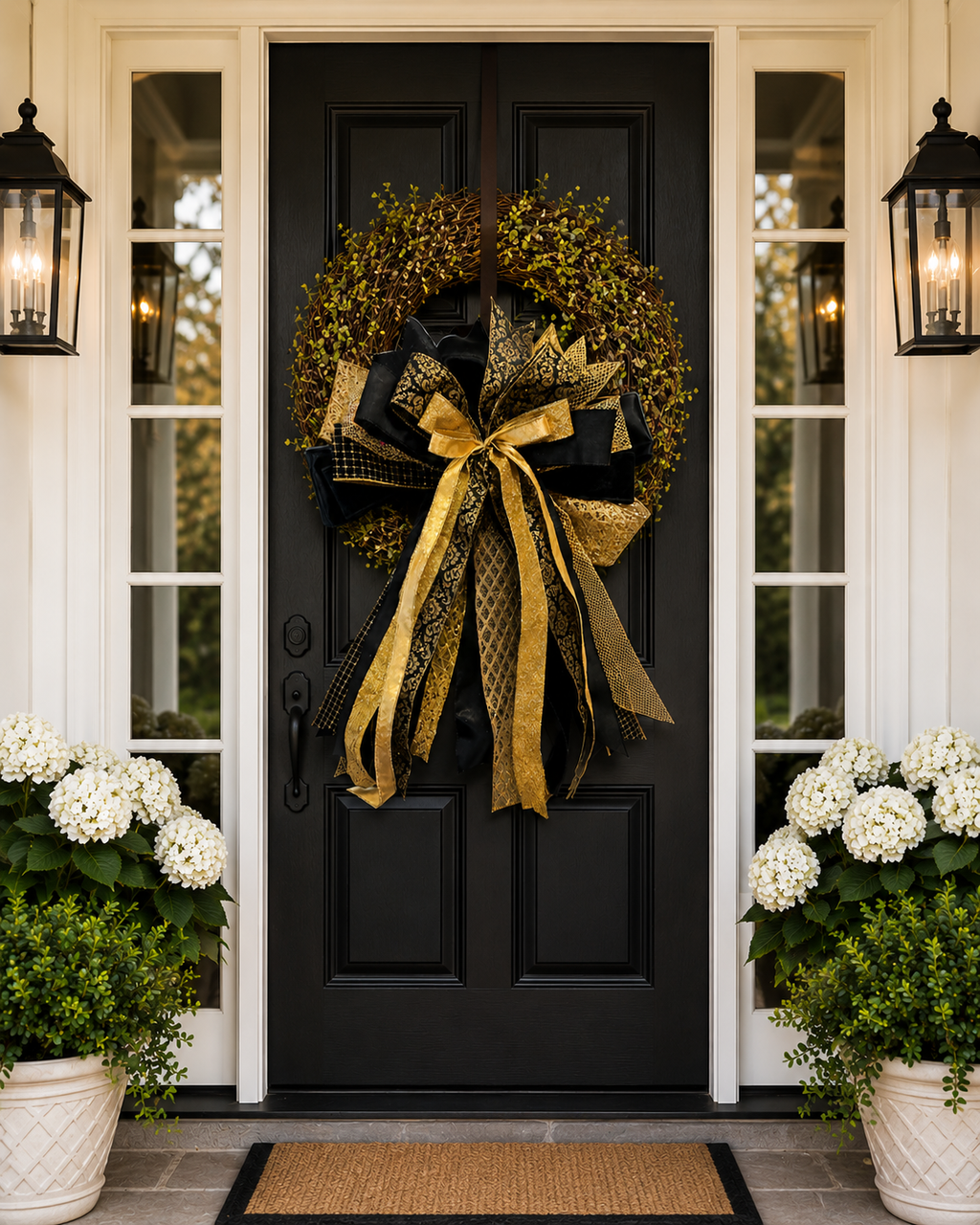 Burnished Gold Luxury Oversized Door Bow - Black & Gold Statement Bow