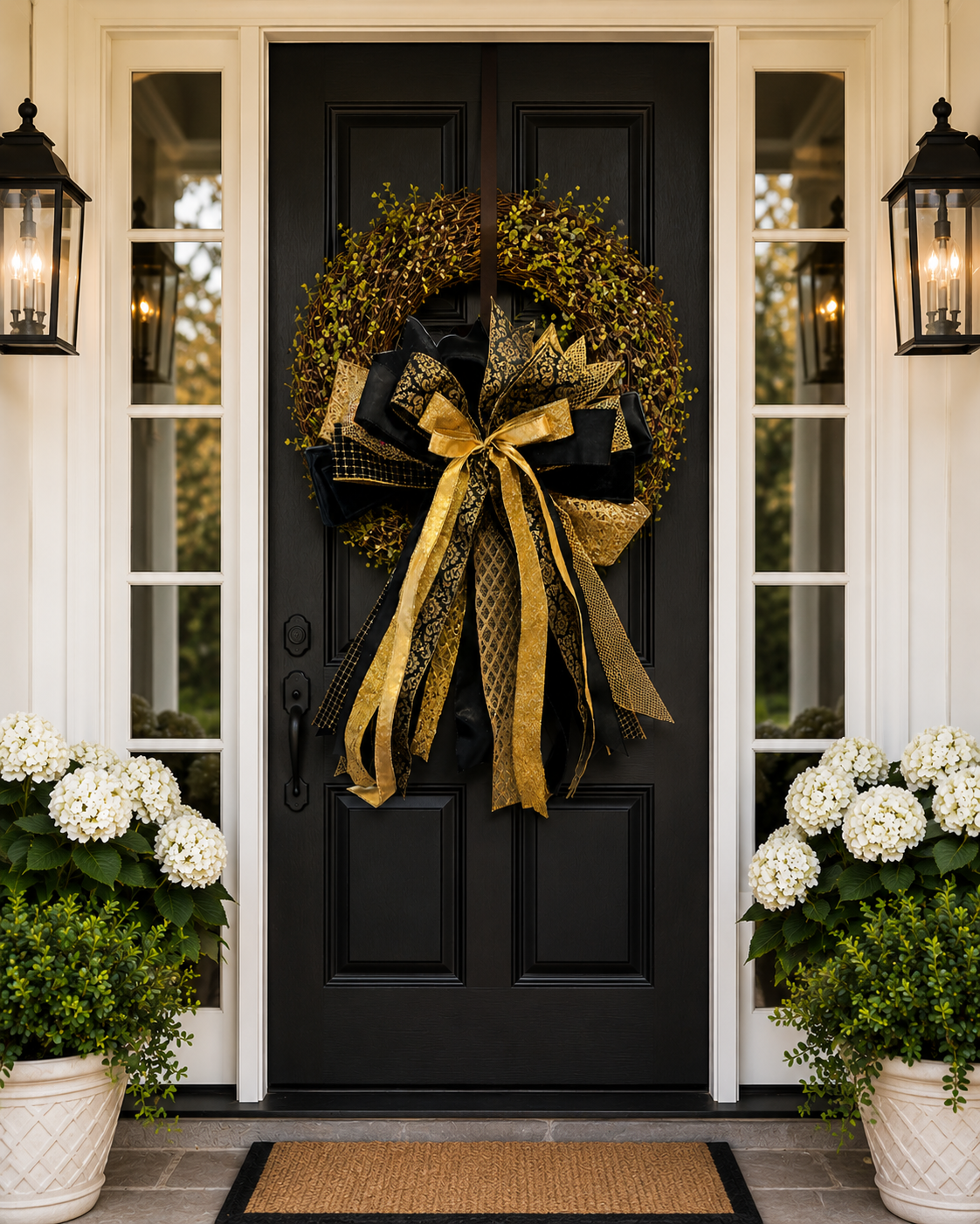Burnished Gold Luxury Oversized Door Bow - Black & Gold Statement Bow