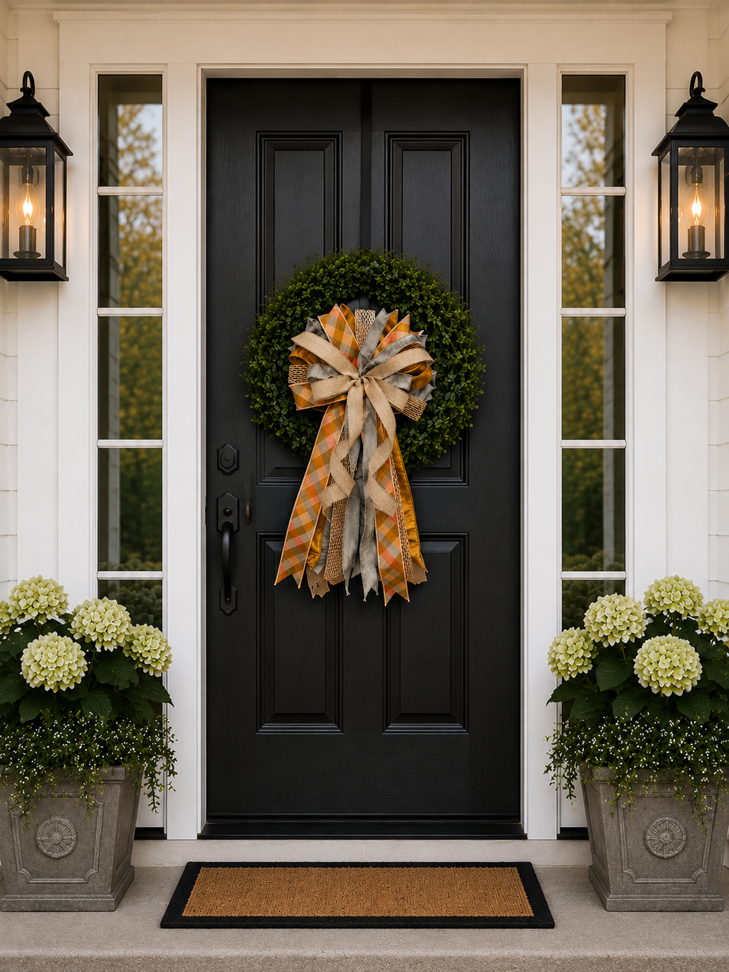Whispering Wheat | Luxury Oversized Door Bow | Neutrals with Peach, Silver Gray & Tan Statement Bow