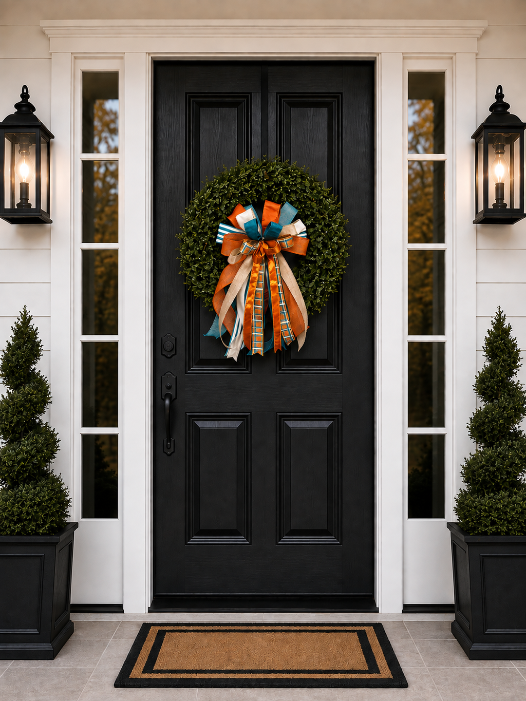 Copper Crush | Luxury Door Bow | Orange, Turquoise, Ivory and Tan Statement Bow