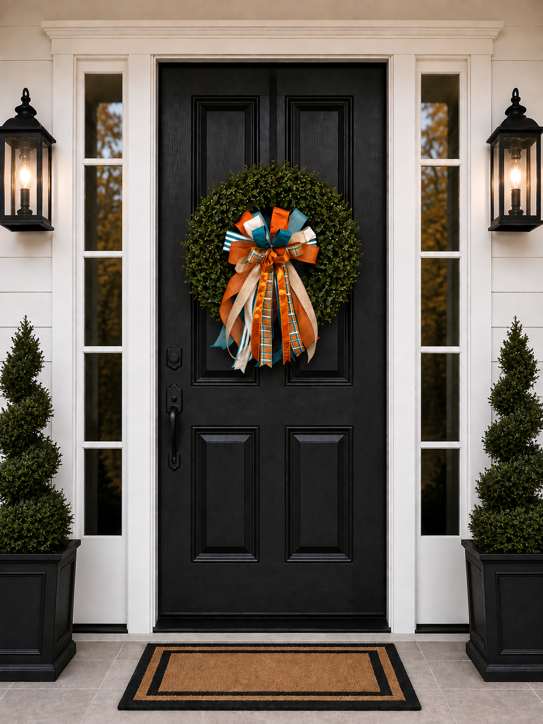 Copper Crush | Luxury Door Bow | Orange, Turquoise, Ivory and Tan Statement Bow