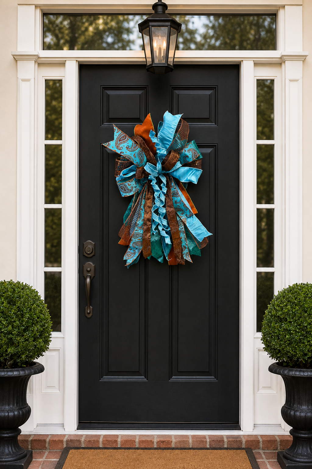 Copper Sky Luxury Oversized Door Bow | Turquoise, Copper & Bronze Statement Bow