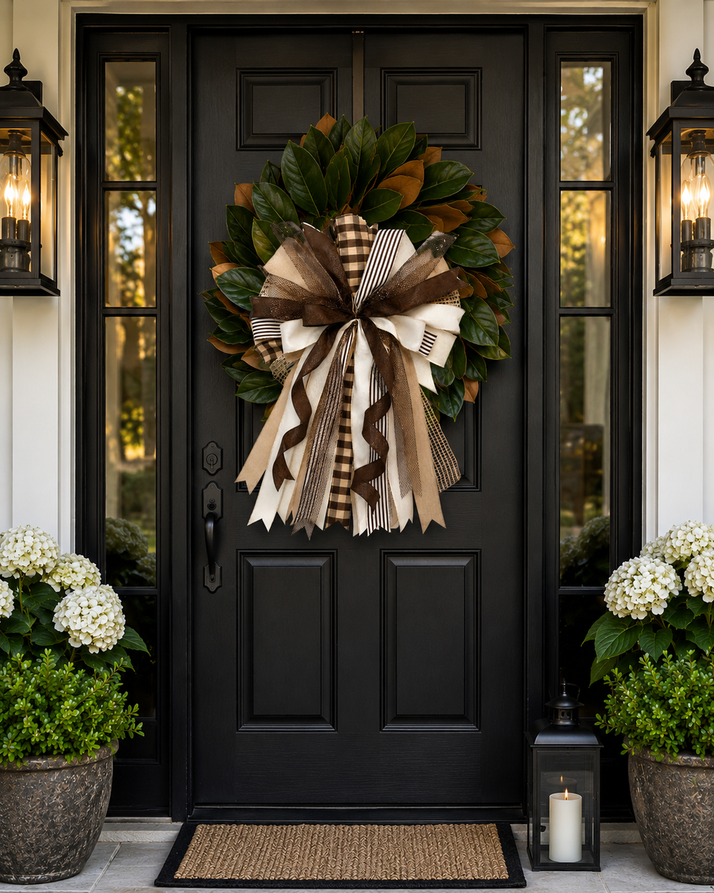 Chocolate Noir Luxury Oversized Door Bow | Chocolate Brown, Cream, Bronze Statement Bow