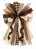 Chocolate Noir handcrafted bow in brown, cream, and buffalo check ribbons
