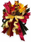 Autumn Estate Medium Door Bow – Burgundy, Gold & Forest Green Fall Statement Bow