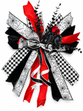 Black Widow Medium Halloween Door Bow – Red, Black & White Spider Statement Bow
