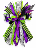 Witching Hour Luxury Halloween Door Bow – Purple, Lime & Black