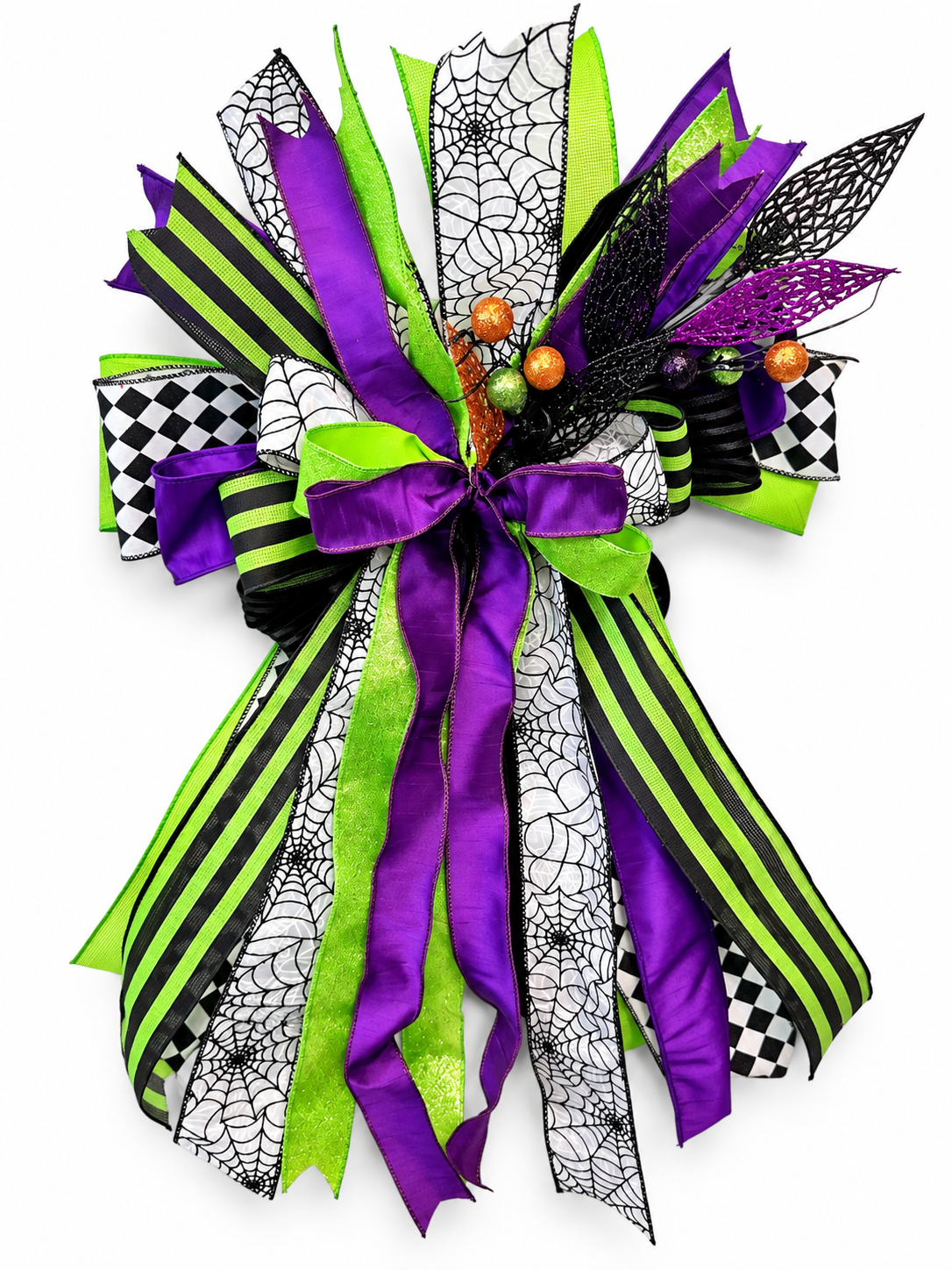 Witching Hour Luxury Halloween Door Bow – Purple, Lime & Black