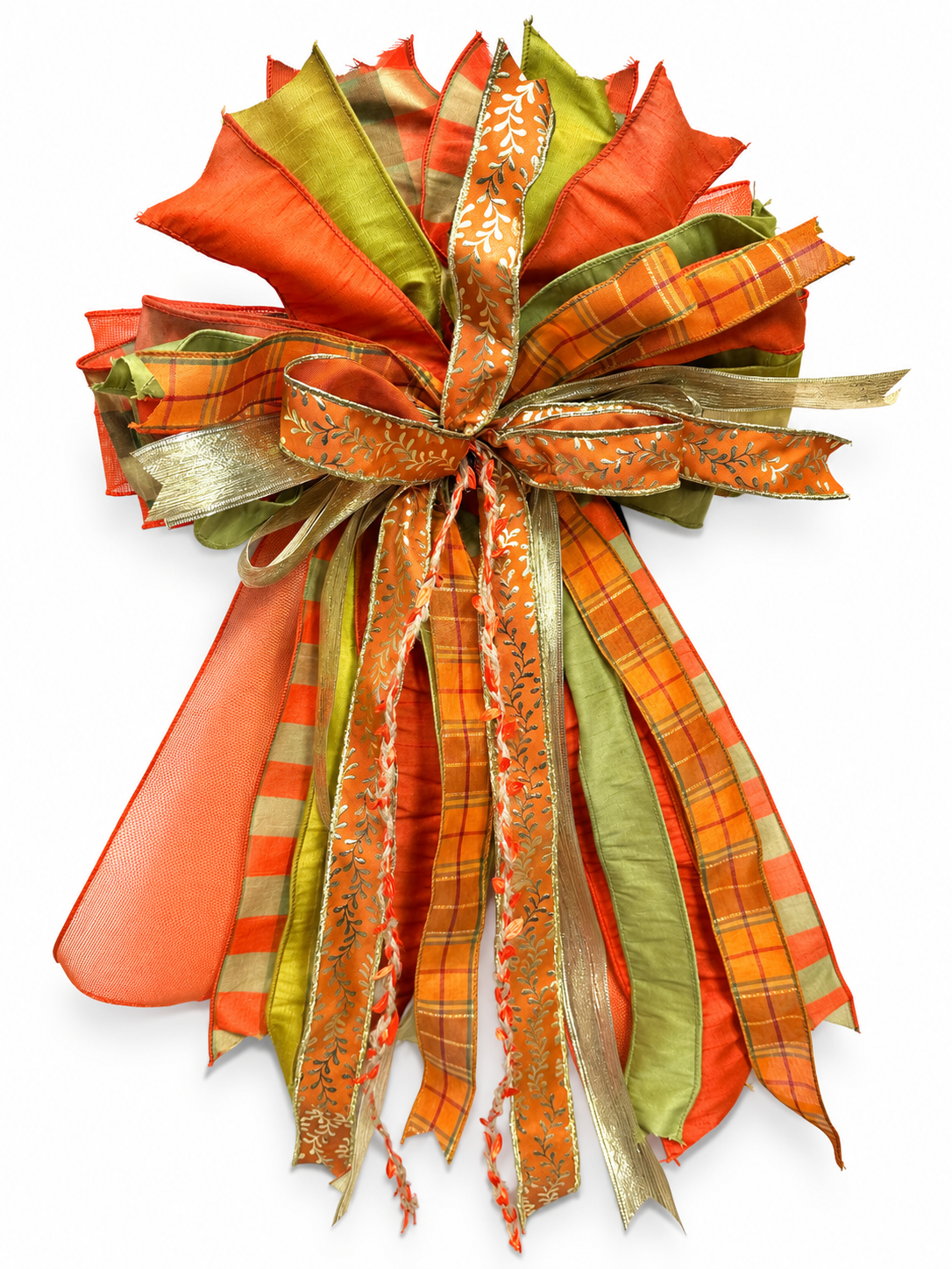 Copper Creek Luxury Oversized Door Bow – Copper, Orange & Olive Green Fall Statement Bow