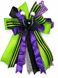 Hocus Pocus Luxury Oversized Door Bow – Black, Purple & Lime Green Halloween Statement Bow