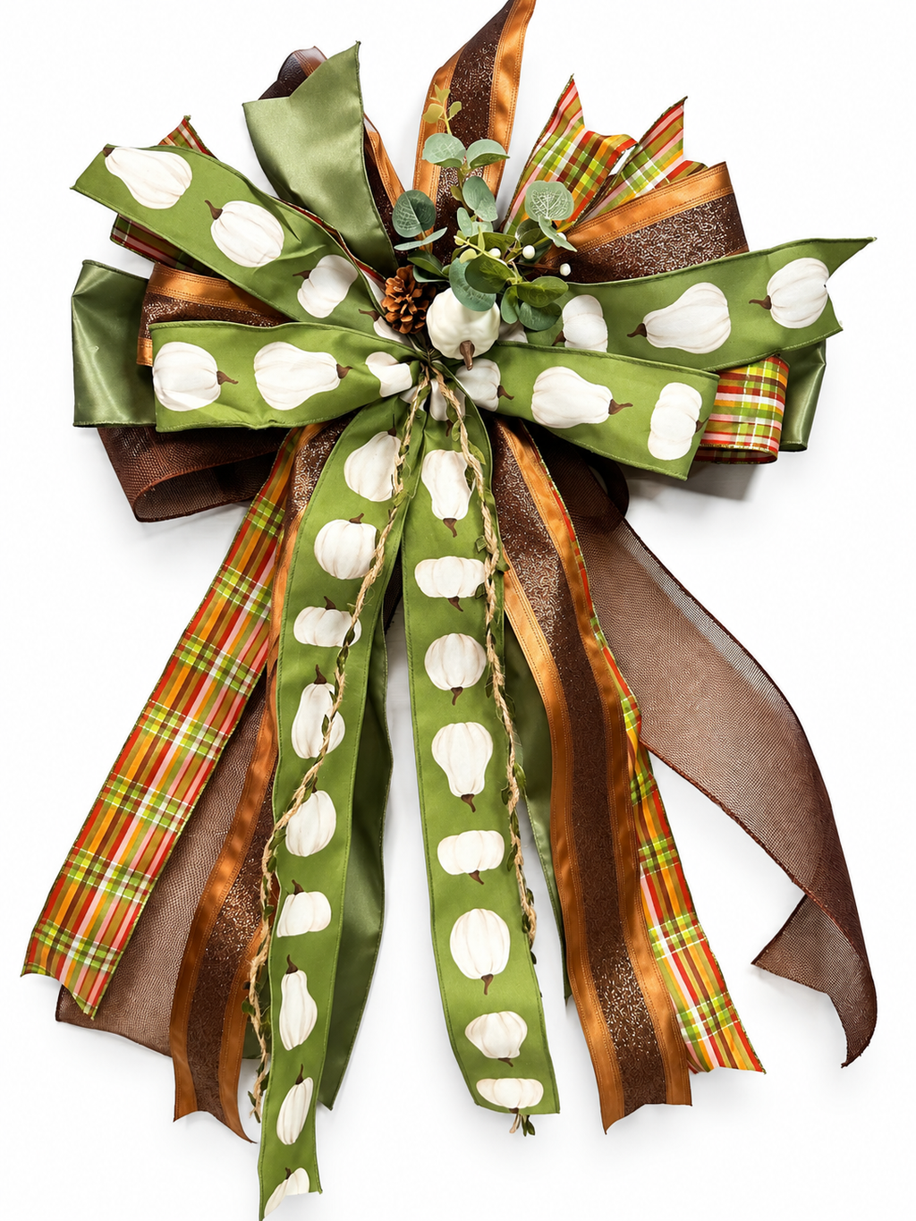 Harvest Manor Luxury Oversized Door Bow – Olive Green, Pumpkin & Copper Fall Statement Bow