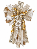 Champagne Wishes Luxury Oversized Door Bow | Ivory, Champagne & Gold Elegant Statement Bow