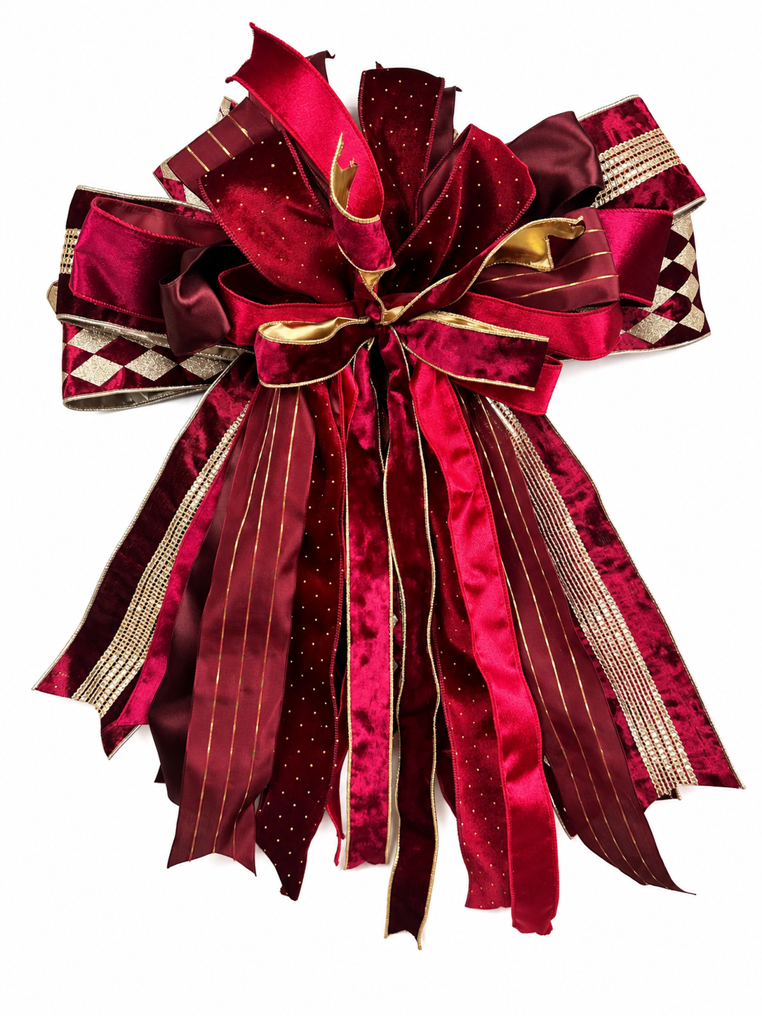 Velvet Midnight Luxury Oversized Door Bow / Burgundy and Gold