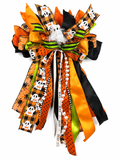 Spellbound Luxury Halloween Oversized Door Bow / Orange, Black, Green / Ghosts & Spiders