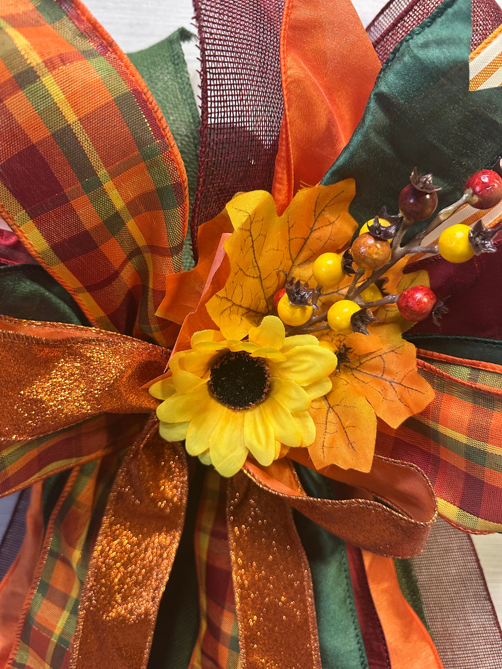 The Autumn Edit Luxury Oversized Door Bow | Burnt Orange, Burgundy, Forest Green & Plaid Statement Bow