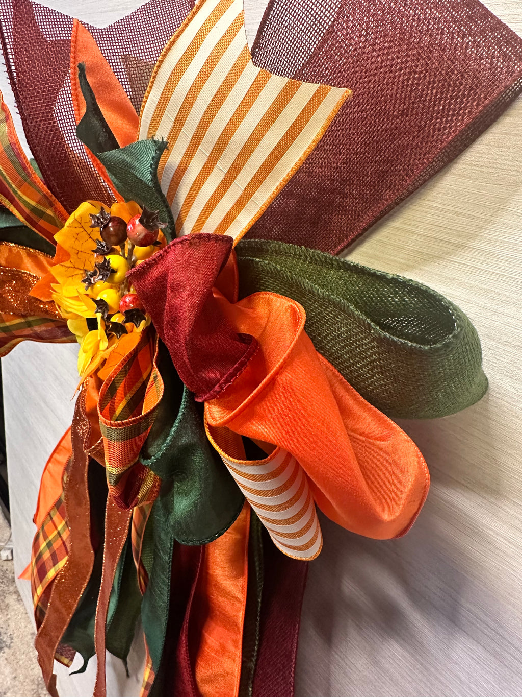 The Autumn Edit Luxury Oversized Door Bow | Burnt Orange, Burgundy, Forest Green & Plaid Statement Bow