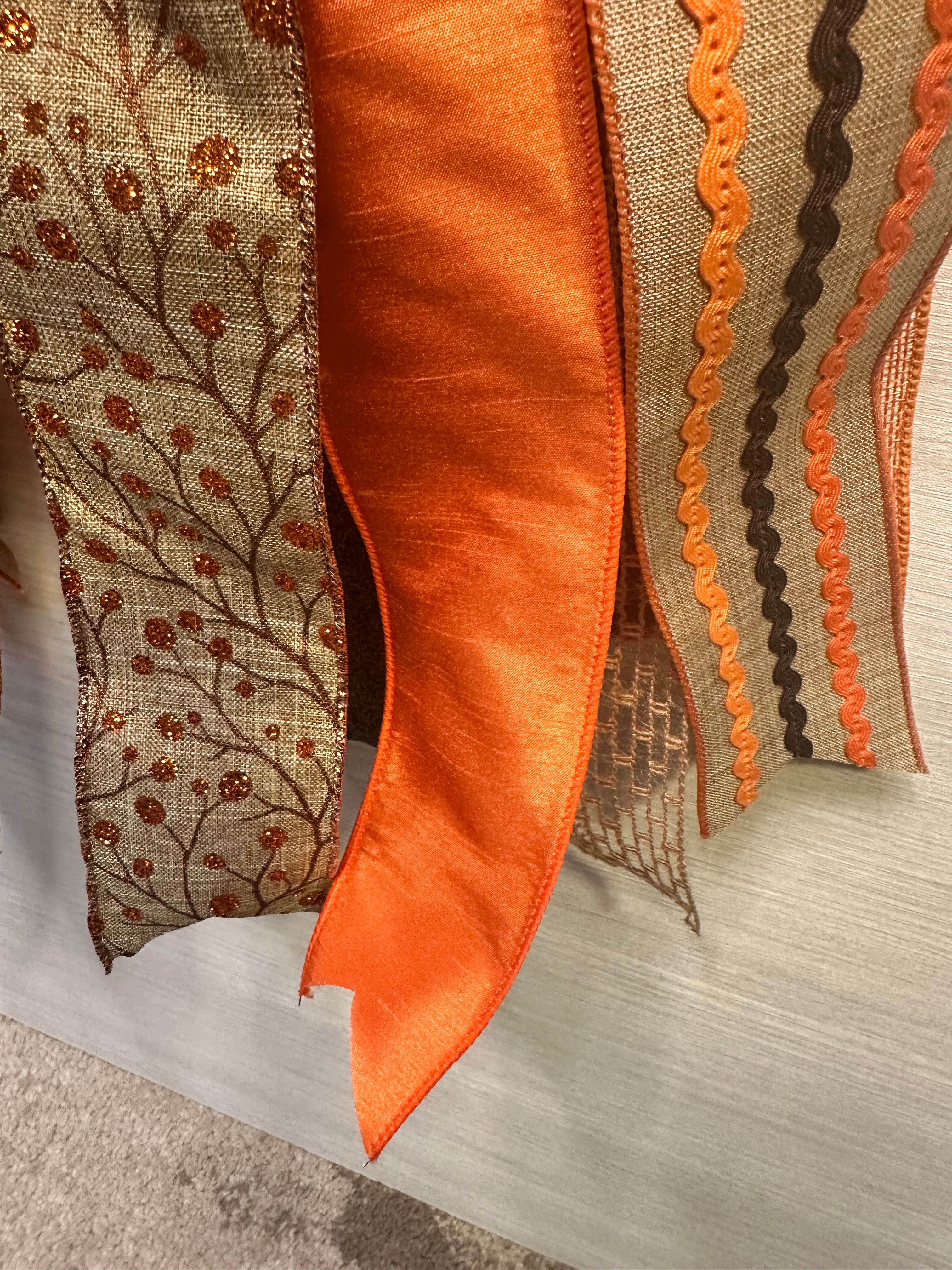The Harvest Society Luxury Oversized Door Bow | Burnt Orange, Copper, Black & Autumn Statement Bow