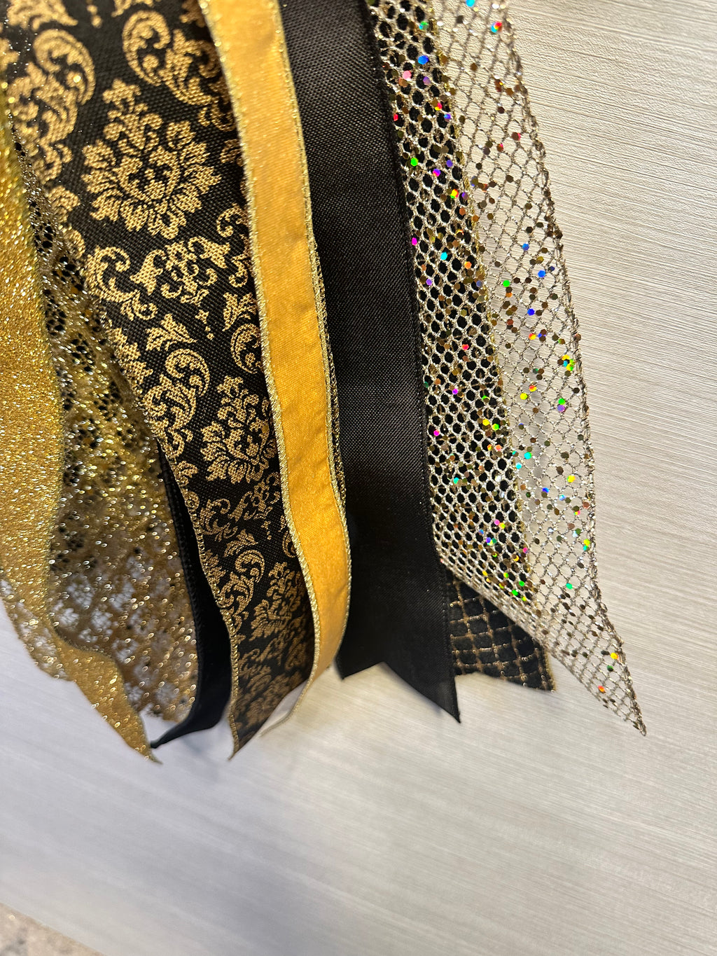 Burnished Gold Luxury Oversized Door Bow - Black & Gold Statement Bow