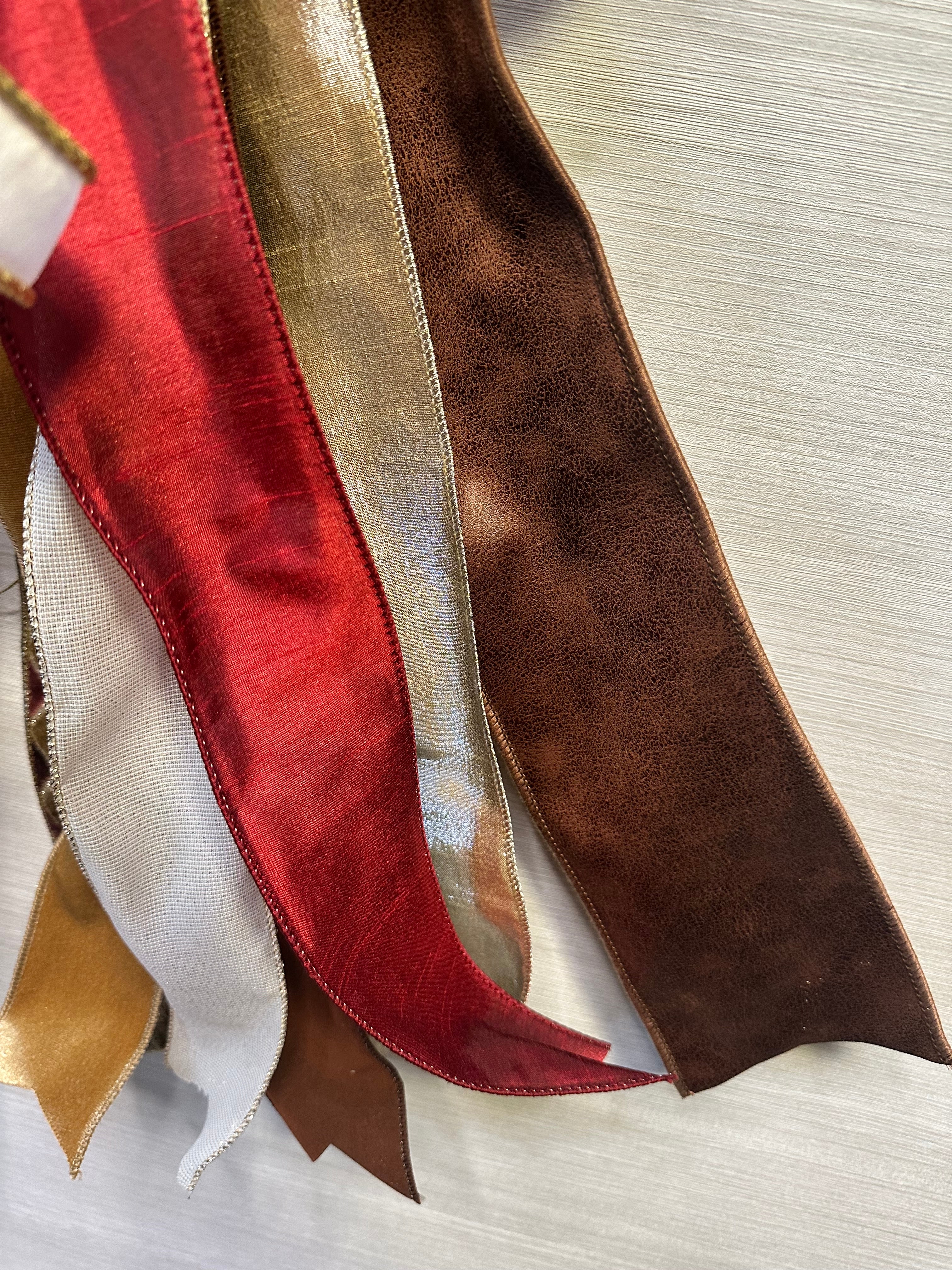 The Gilded Season Luxury Oversized Door Bow | Burgundy, Chocolate Brown, Ivory & Gold Statement Bow