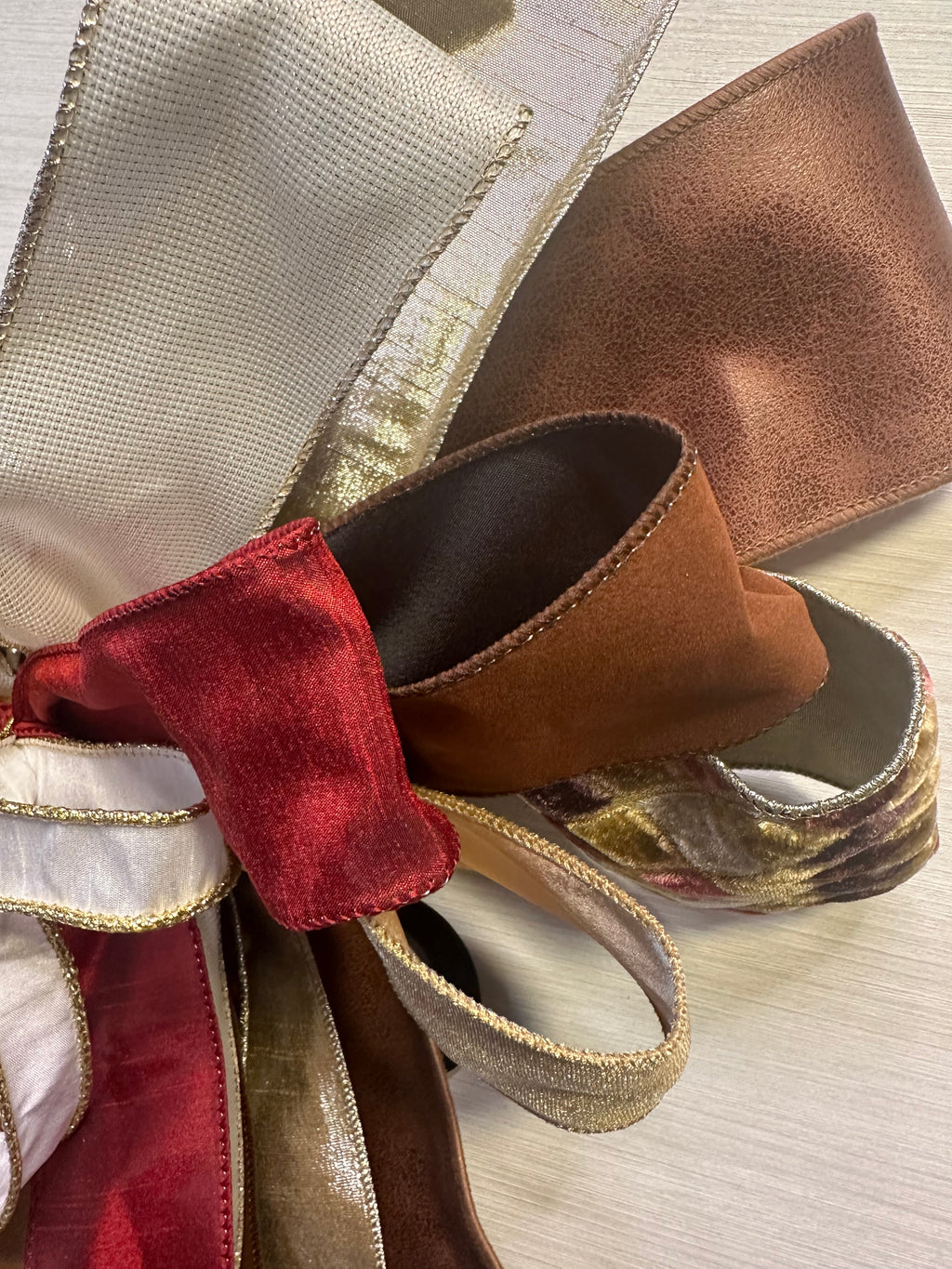 The Gilded Season Luxury Oversized Door Bow | Burgundy, Chocolate Brown, Ivory & Gold Statement Bow
