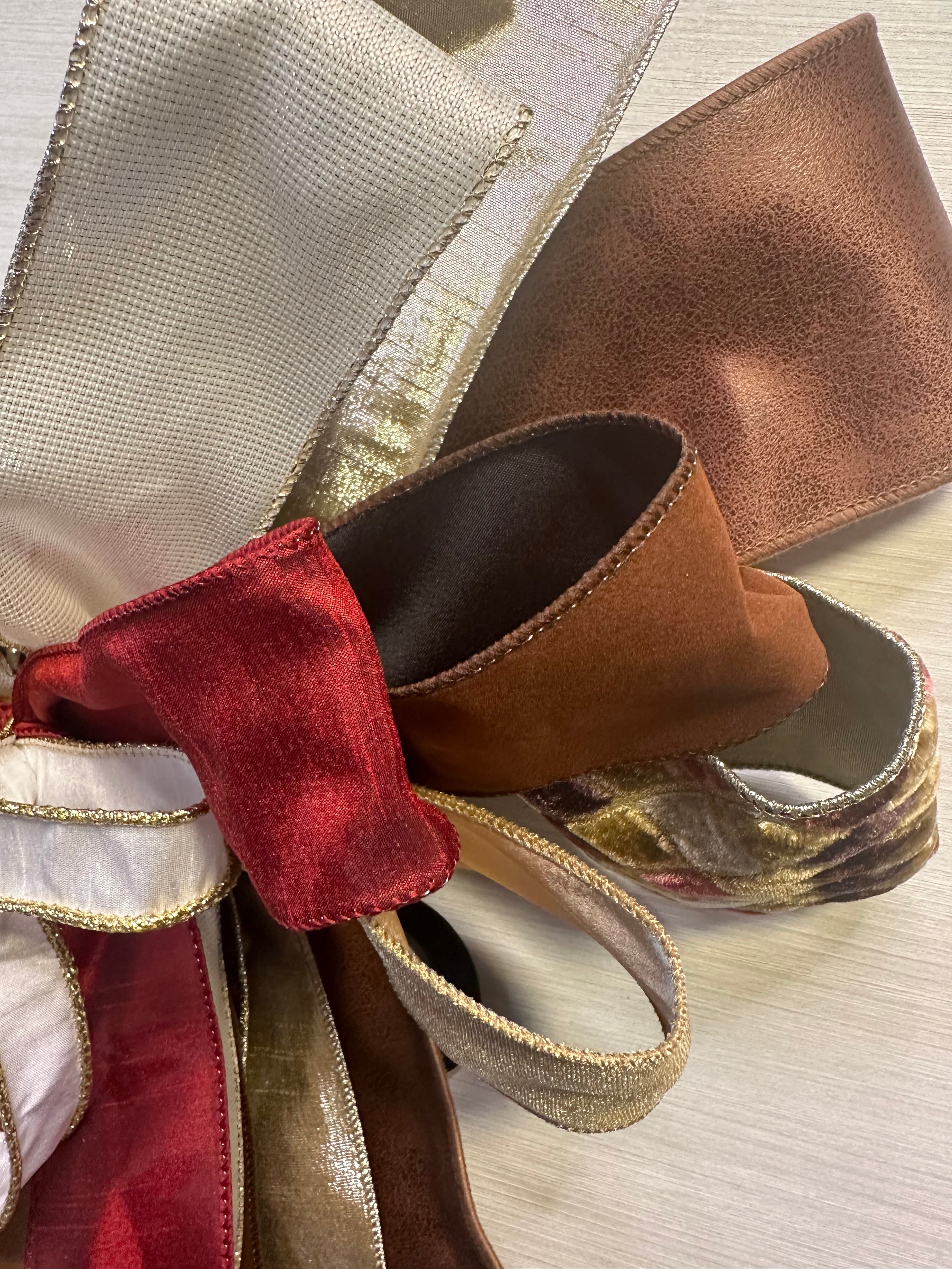 The Gilded Season Luxury Oversized Door Bow | Burgundy, Chocolate Brown, Ivory & Gold Statement Bow