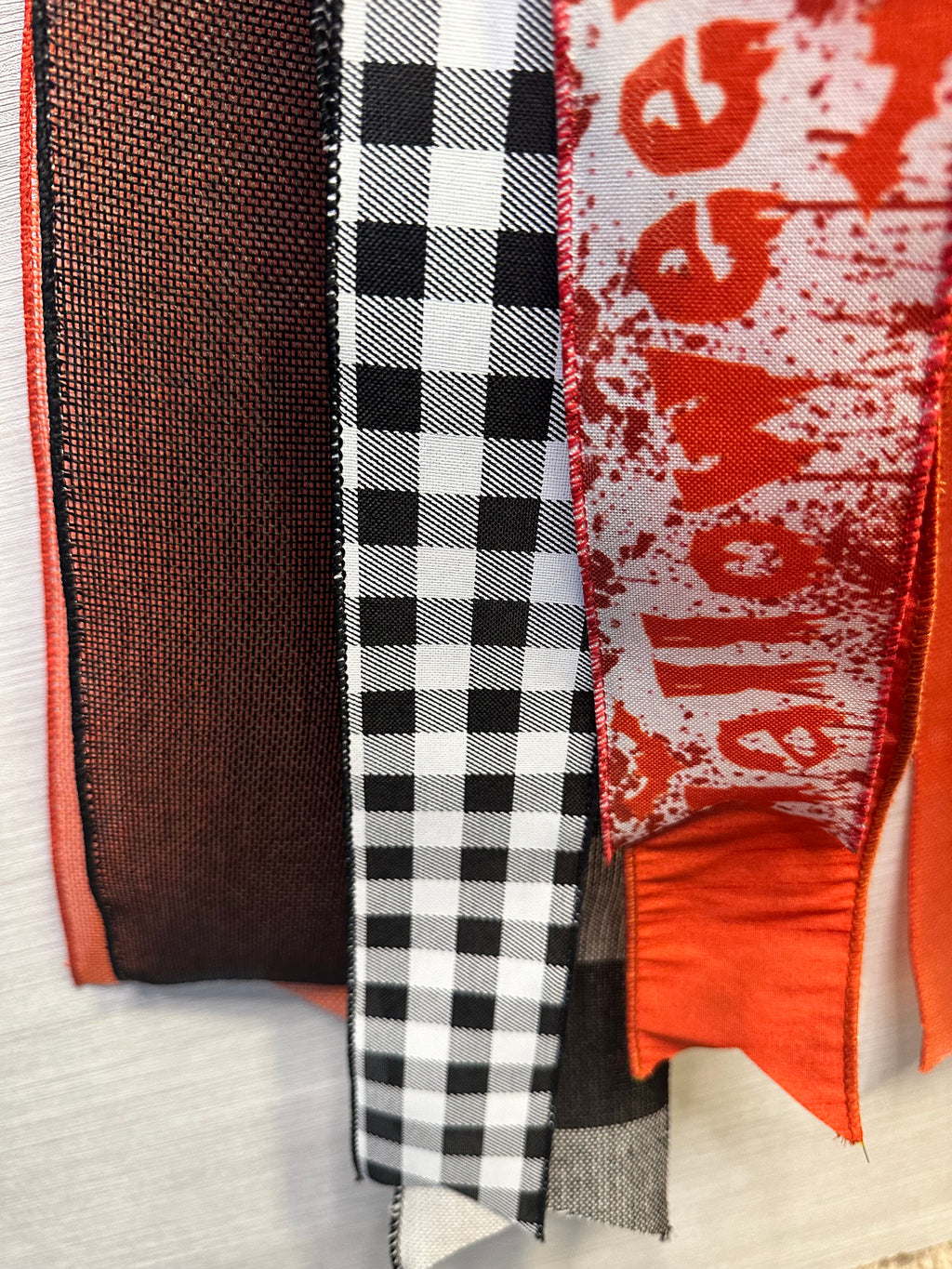 Haunted Hollow Luxury Oversized Door Bow | Orange, Black & White Halloween Statement Bow