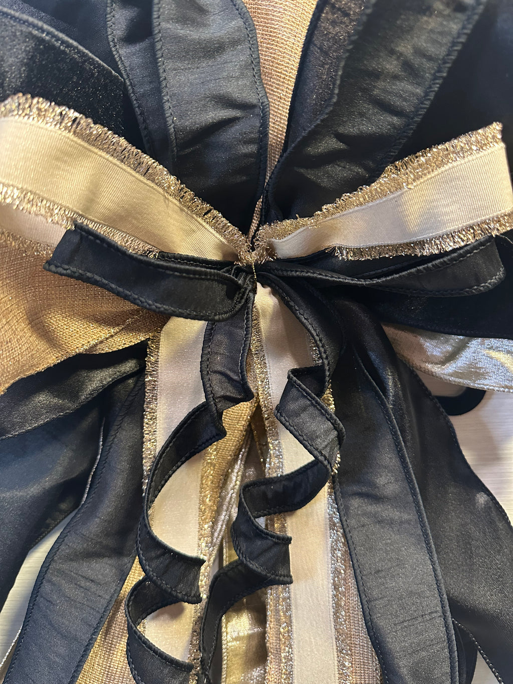 Burnished Gold Luxury Oversized Door Bow - Black & Gold Statement Bow