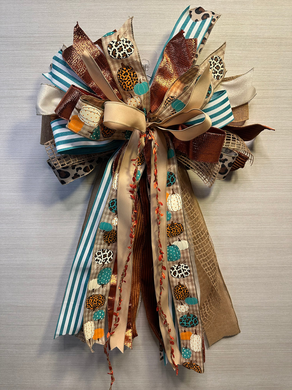 Harvest Glow | Luxury Oversized Fall Door Bow  | Copper, Turquoise, Ivory, Tan, Orange, Brown Statement Bow